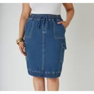 NWT Ashley Stewart Denim Cargo Bubble Skirt Sz. 3x Summer/Night Out/Western
